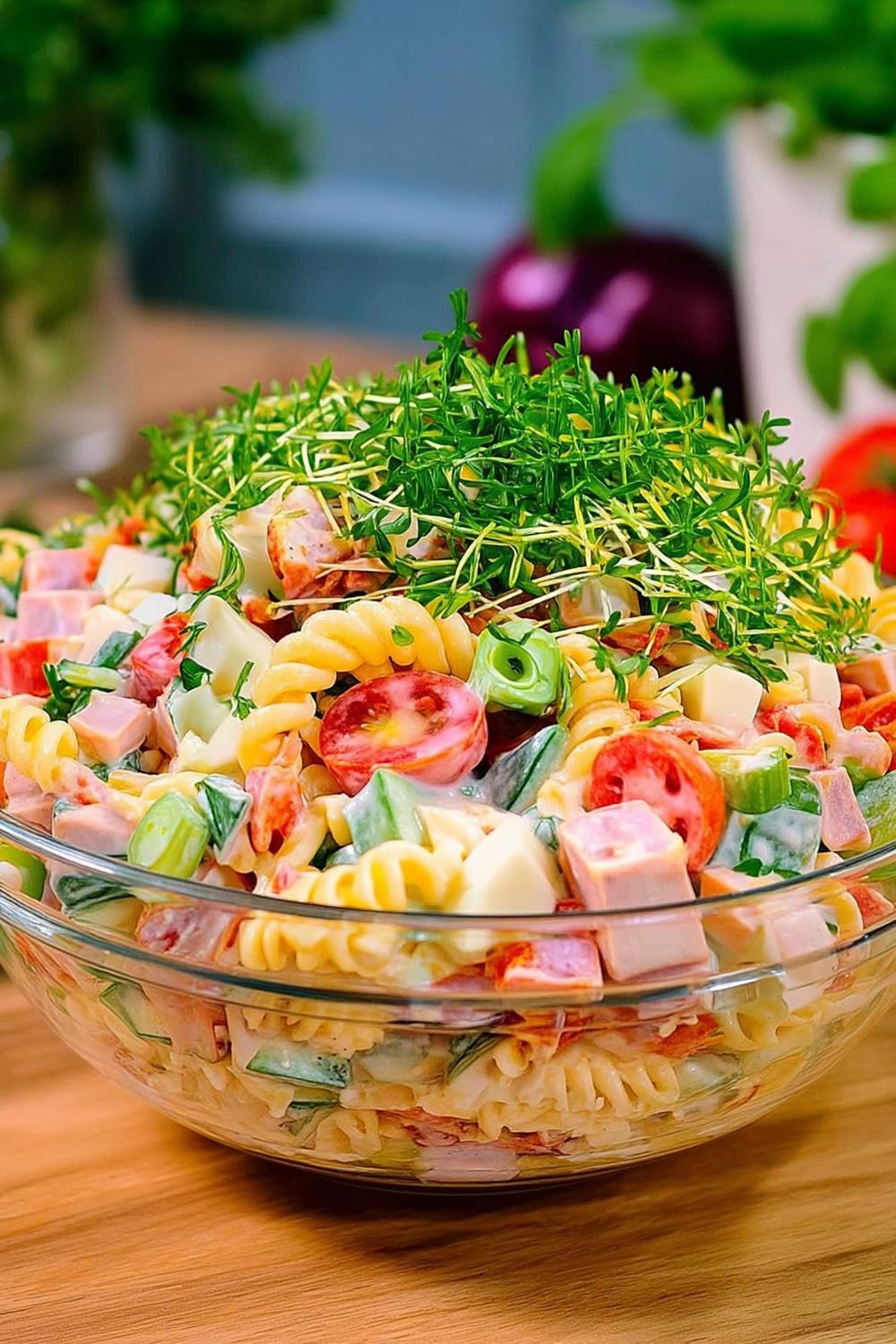 Krämig pastasallad med örter