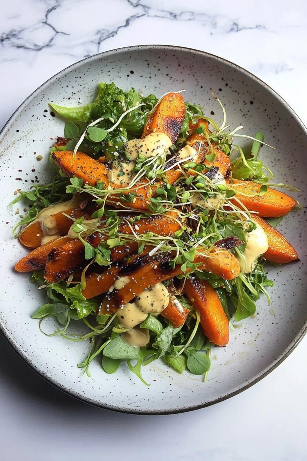 Rostade morötter med rucola