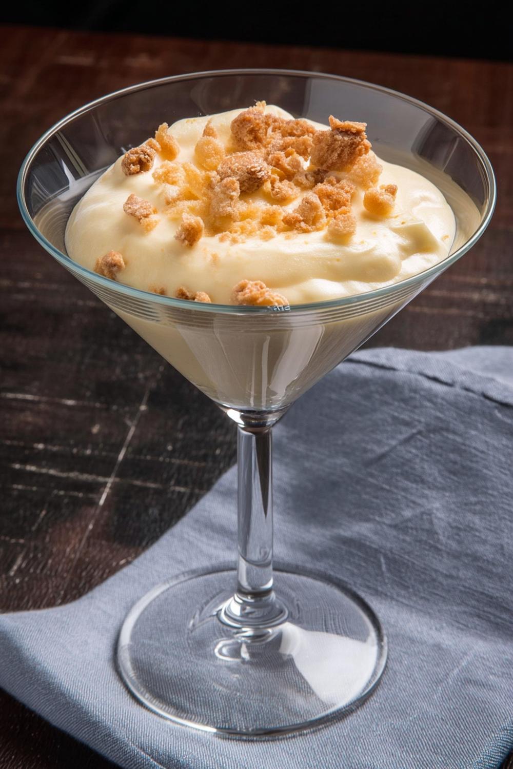 Krämig dessert i martiniglas