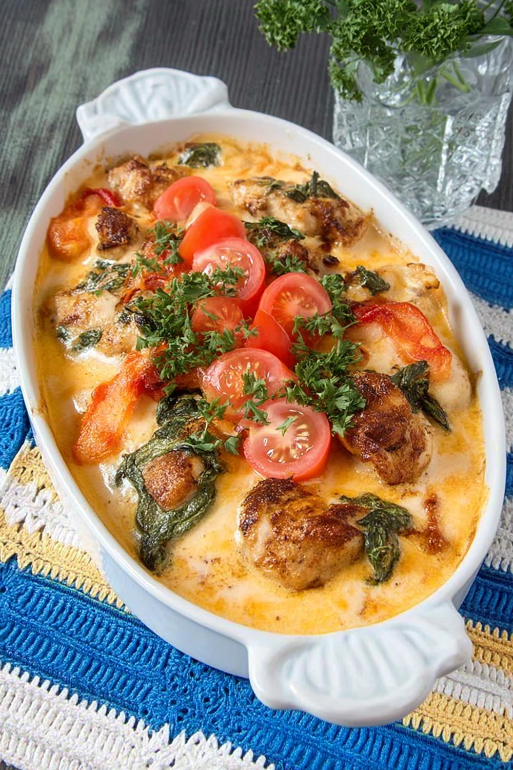 Kycklinggratäng med tomater