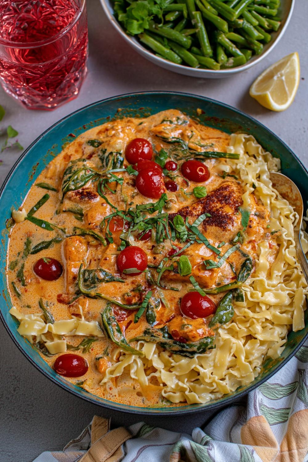 Vegetarisk pasta med körsbärstomater
