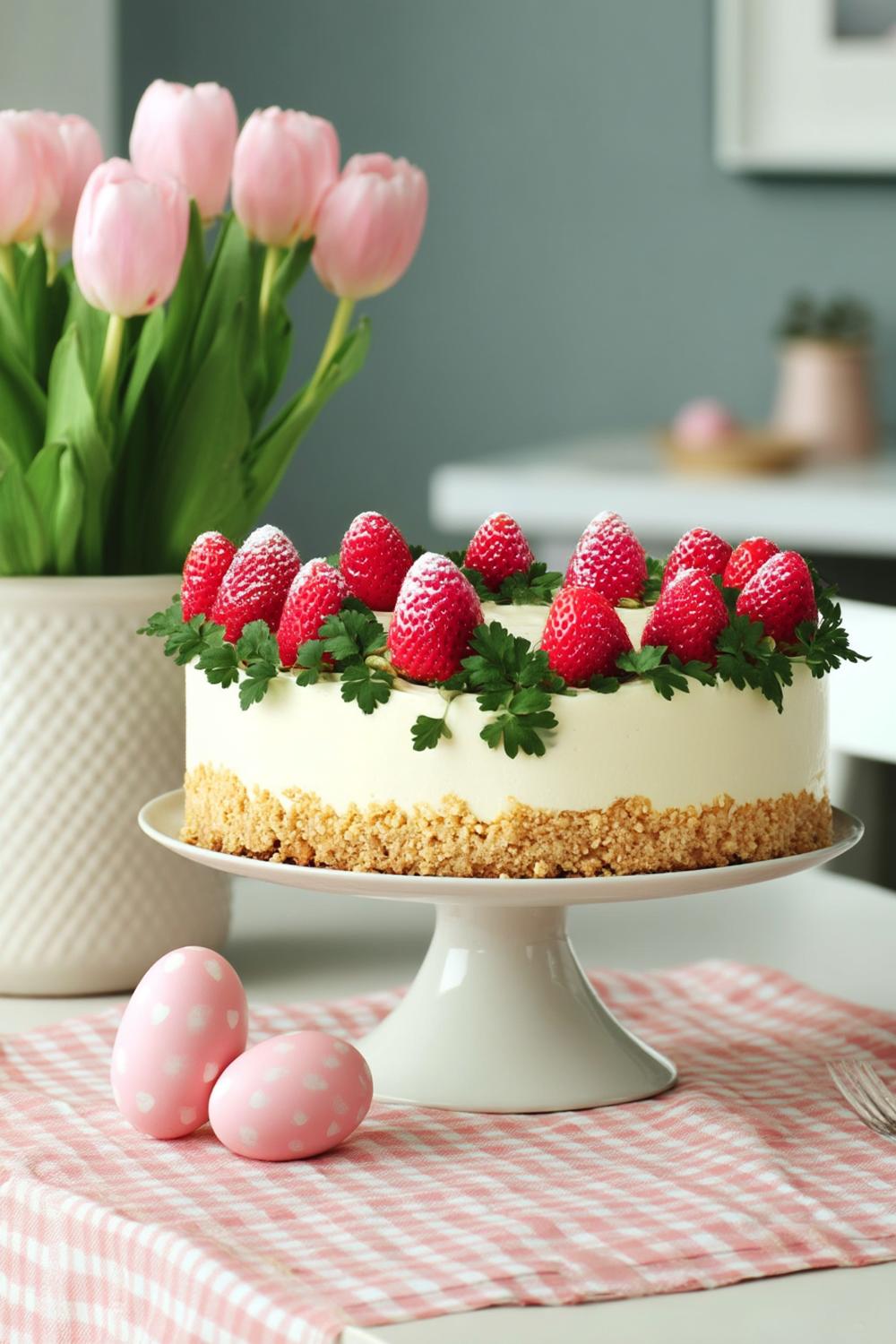 Jordgubbscheesecake med vårkänsla