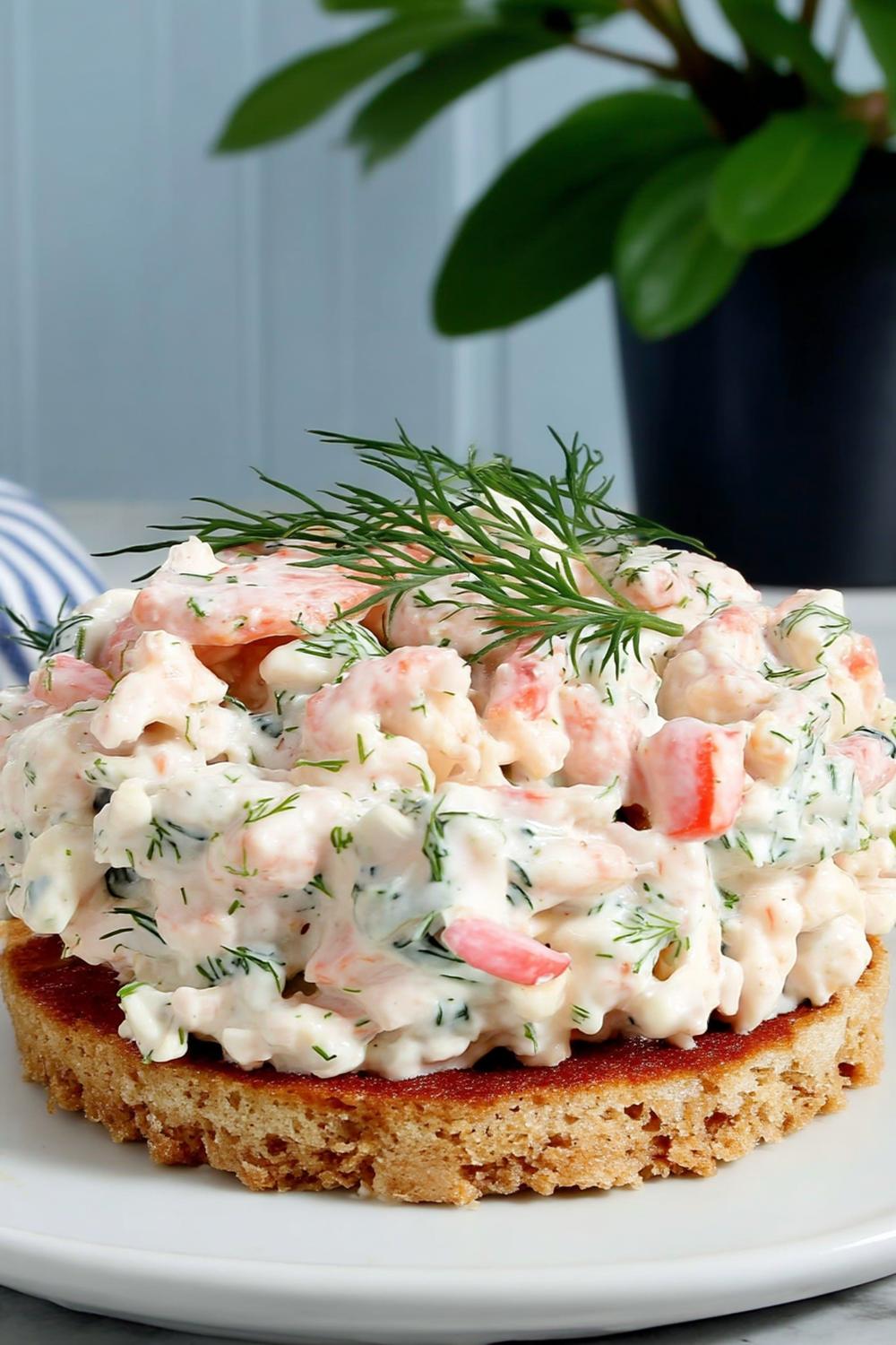 Krämig räksmörgås med dill
