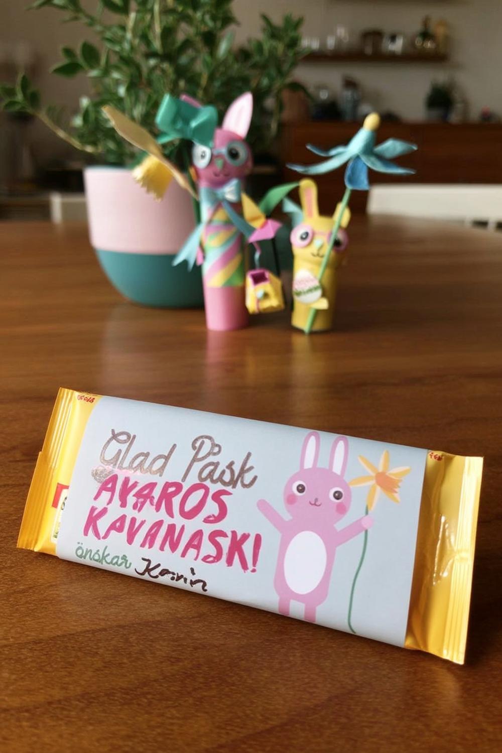 Personlig chokladkaka med påskhälsning