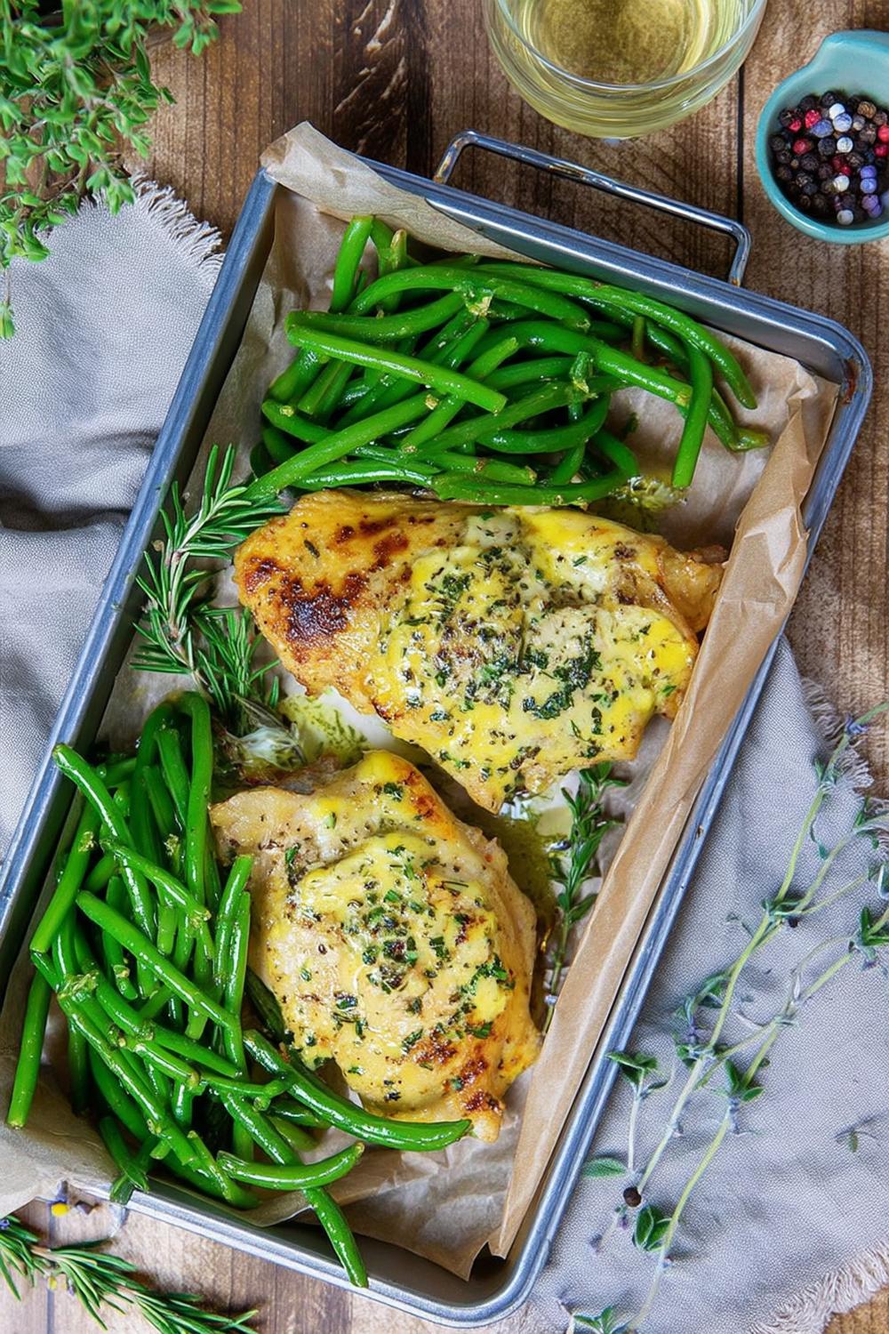 Ugnsbakad kyckling med haricots verts