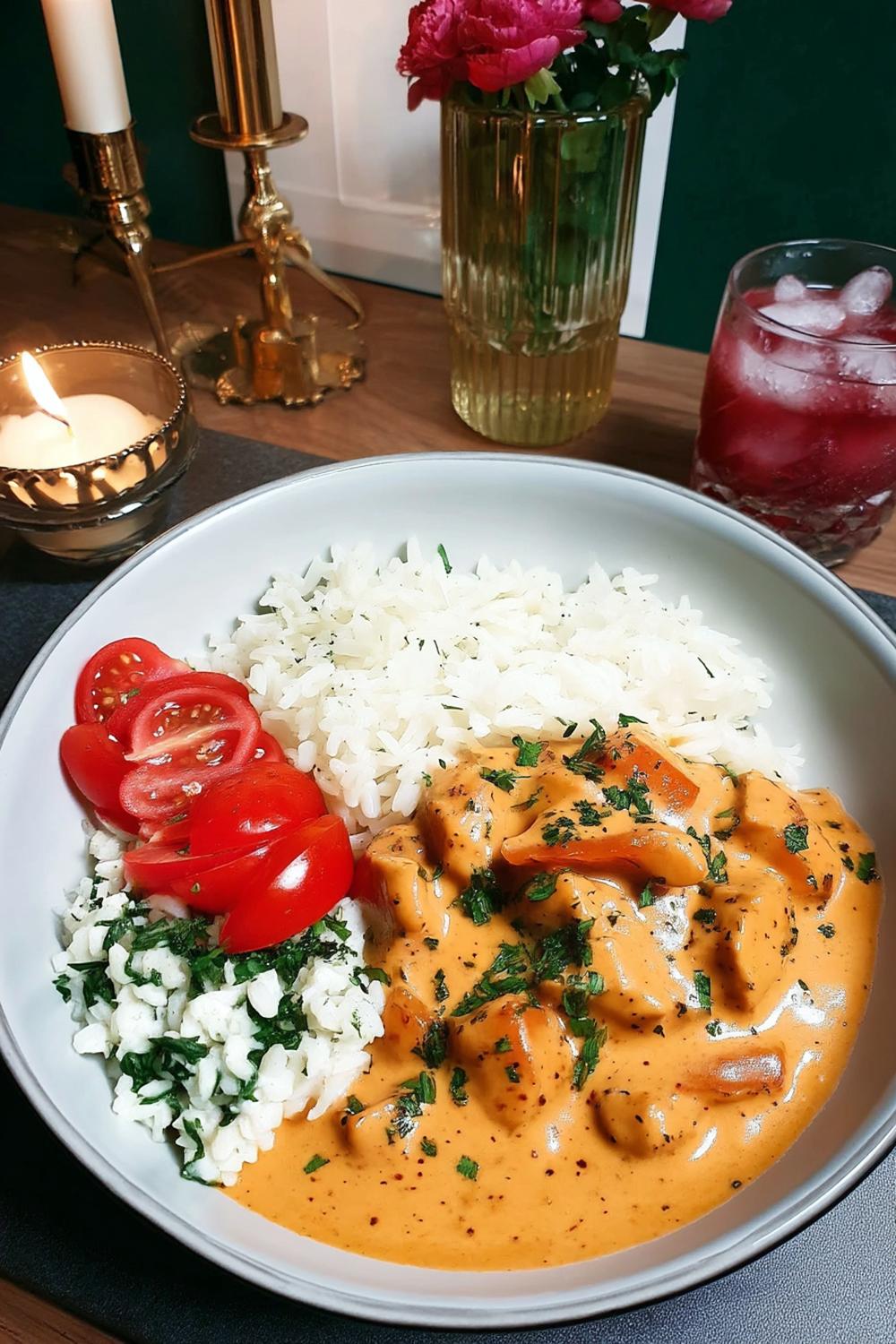Krämig räksås med ris