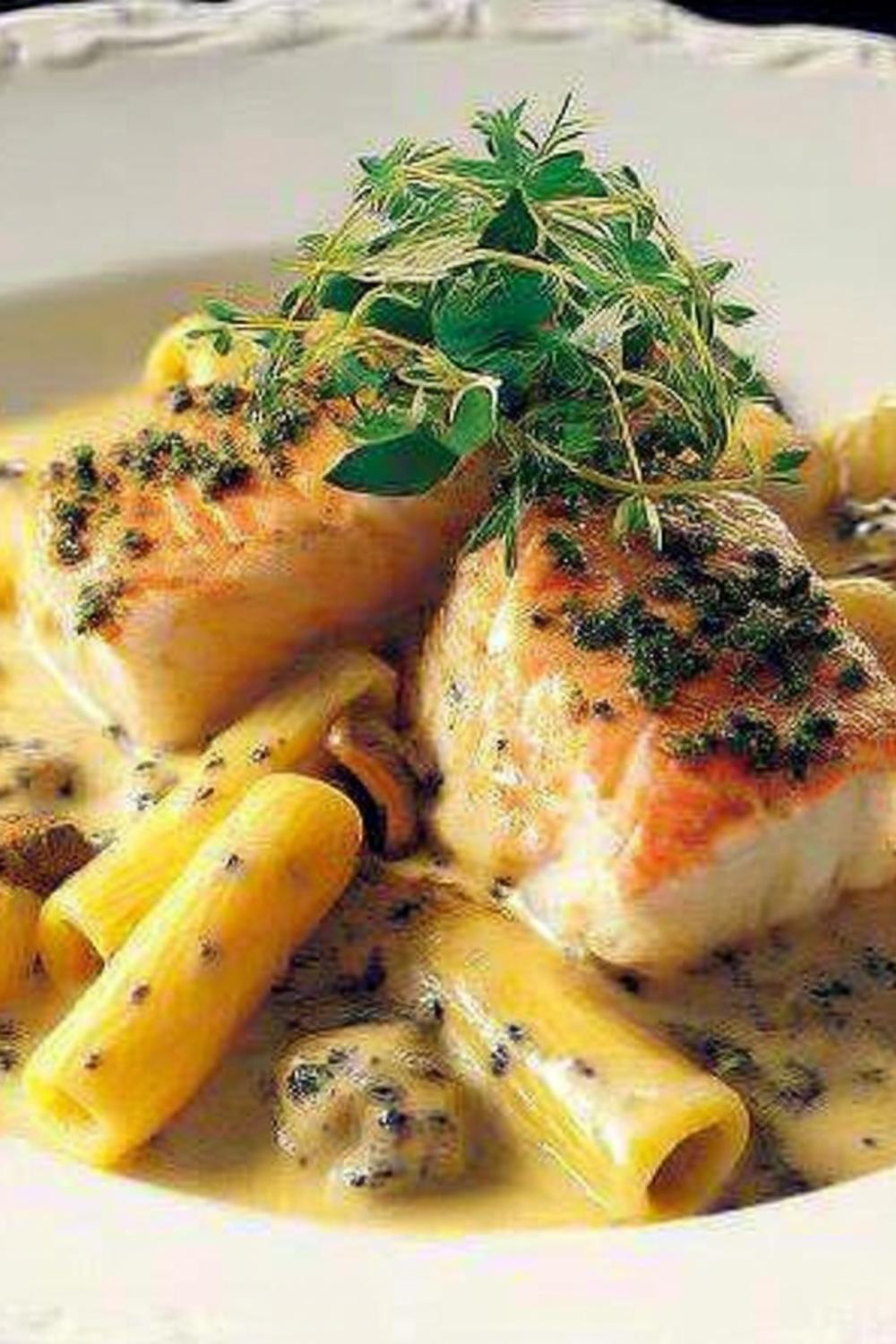 Krämig torsk med pasta