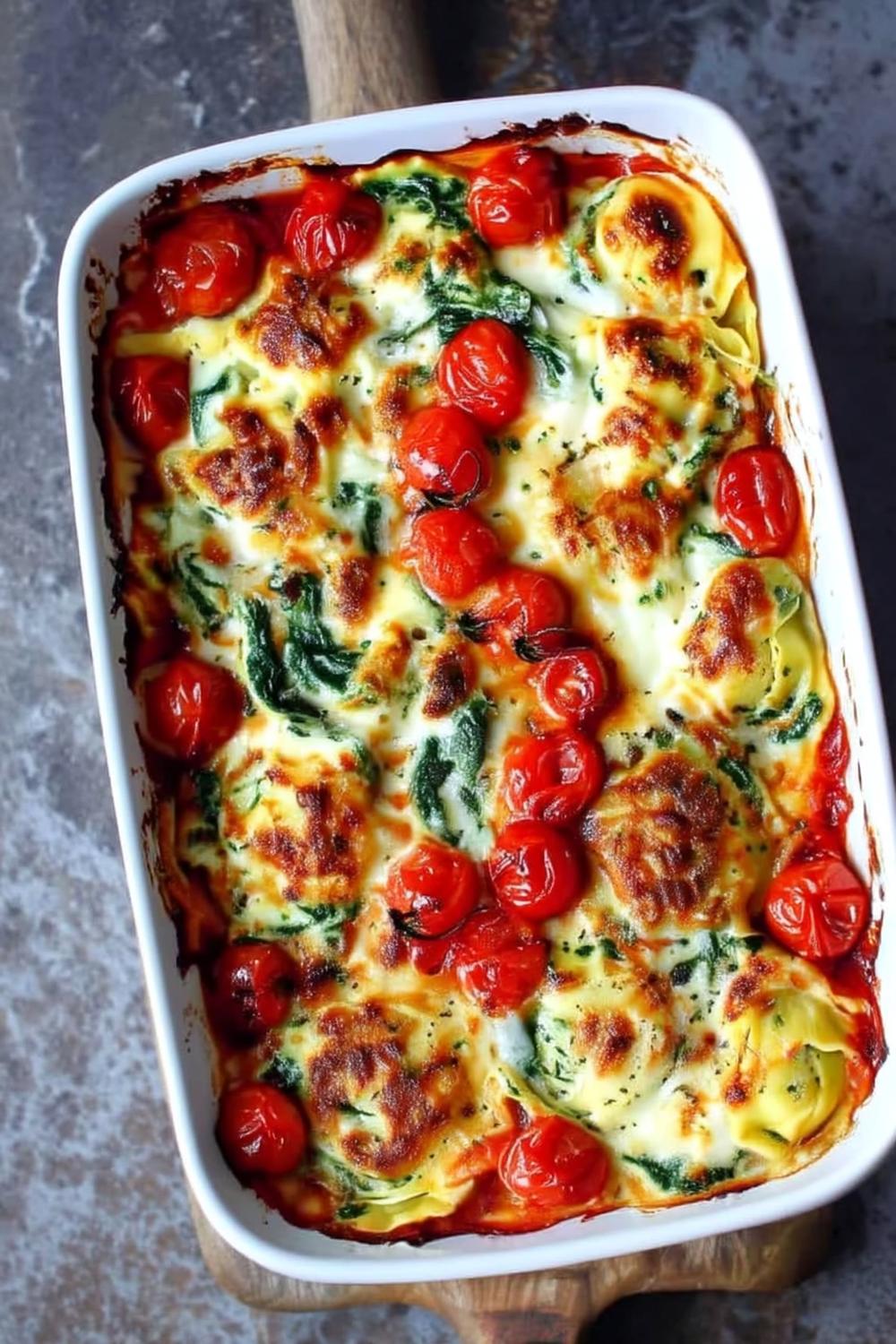 Tortellini med tomater och spenat
