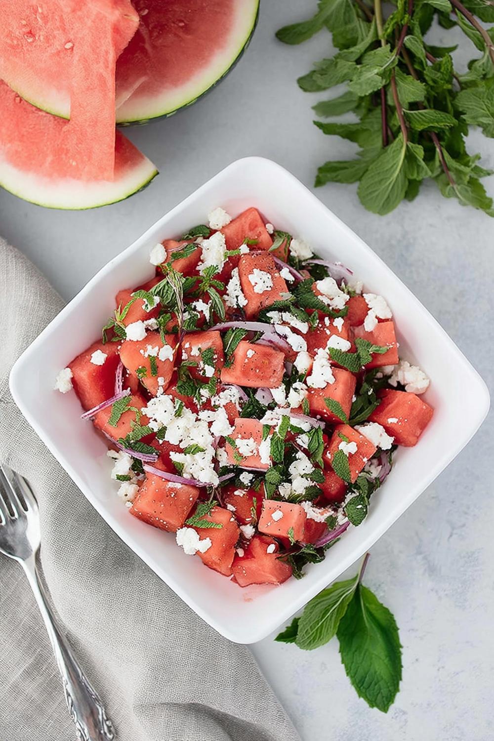 Vattenmelonsallad med feta