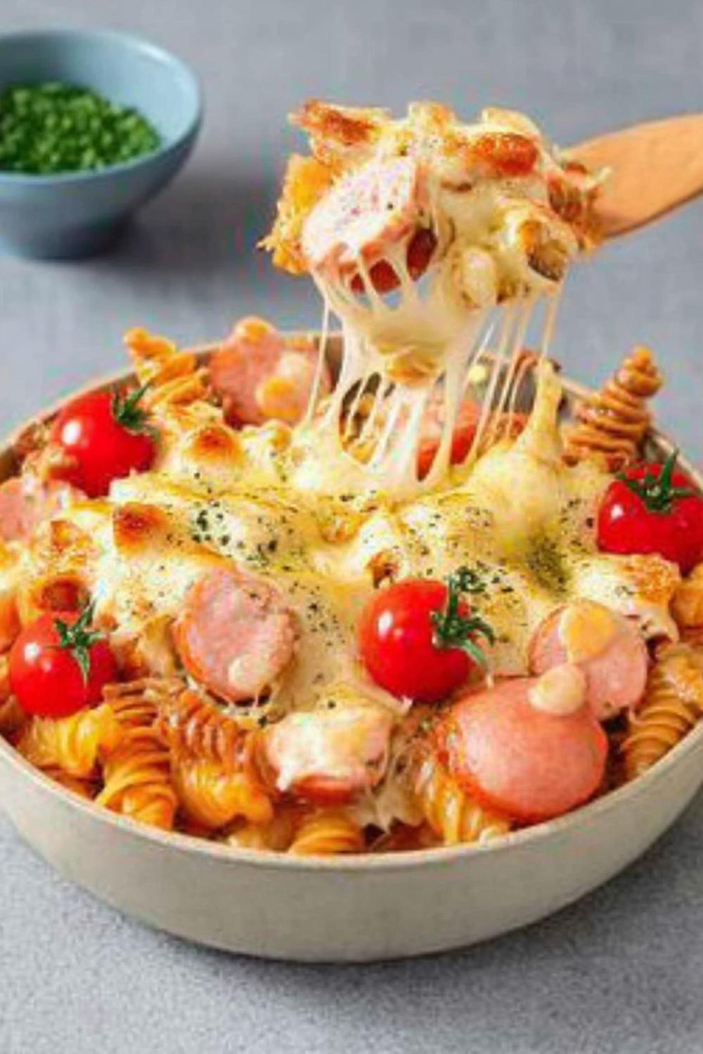 Ostgratinerad Korv Pasta