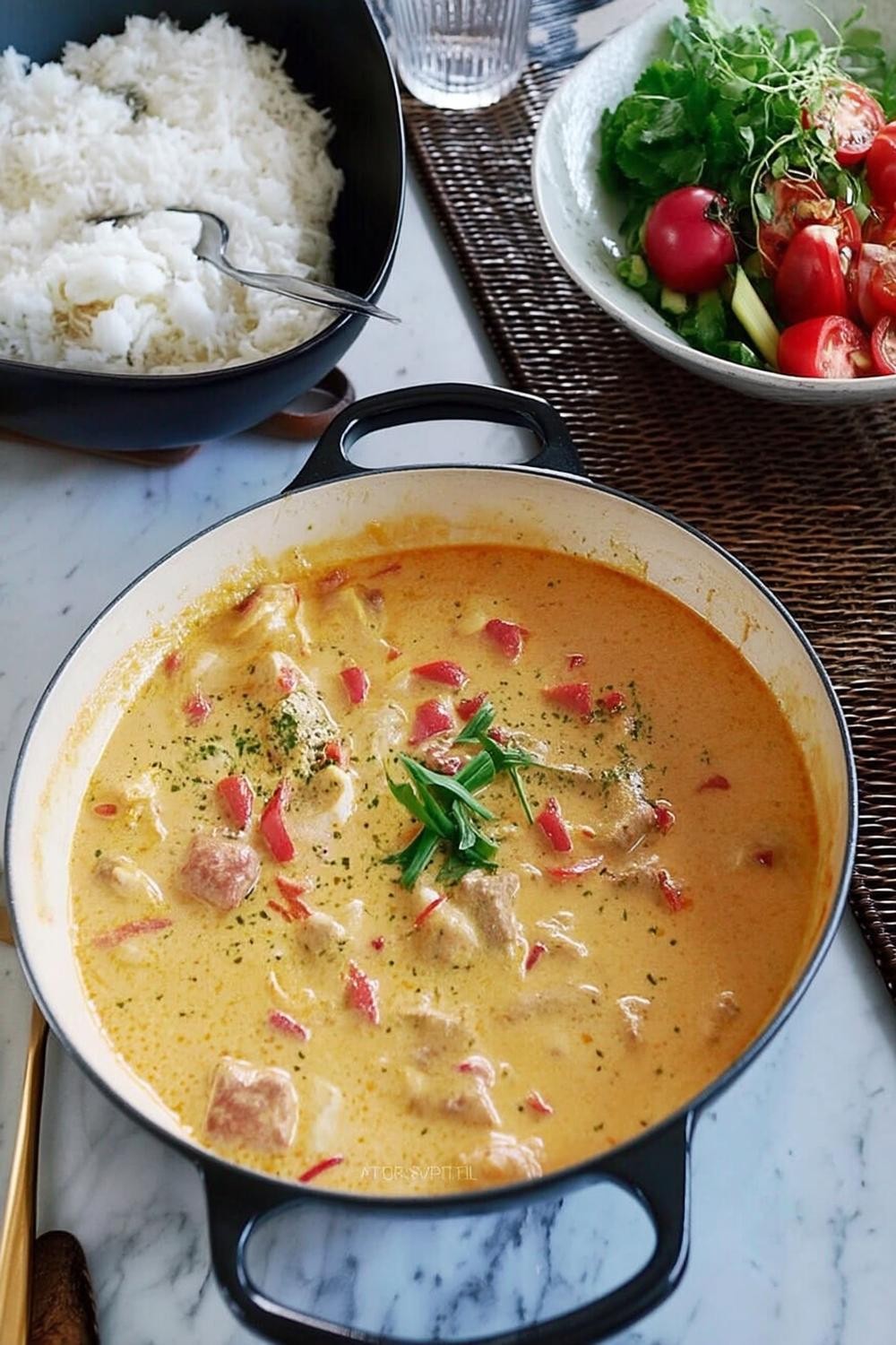 Krämig köttgryta med ris