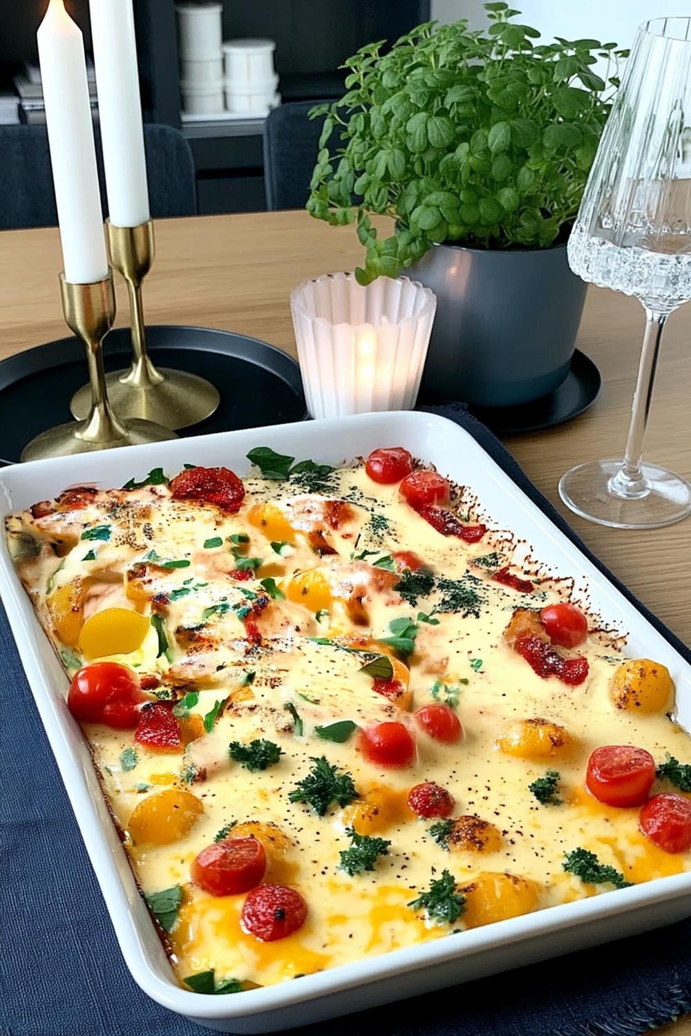 Färgglad ugnsgratäng med ägg