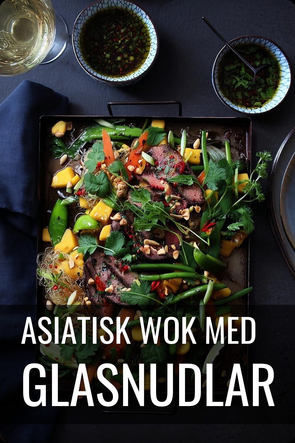 Asiatisk wok med glasnudlar