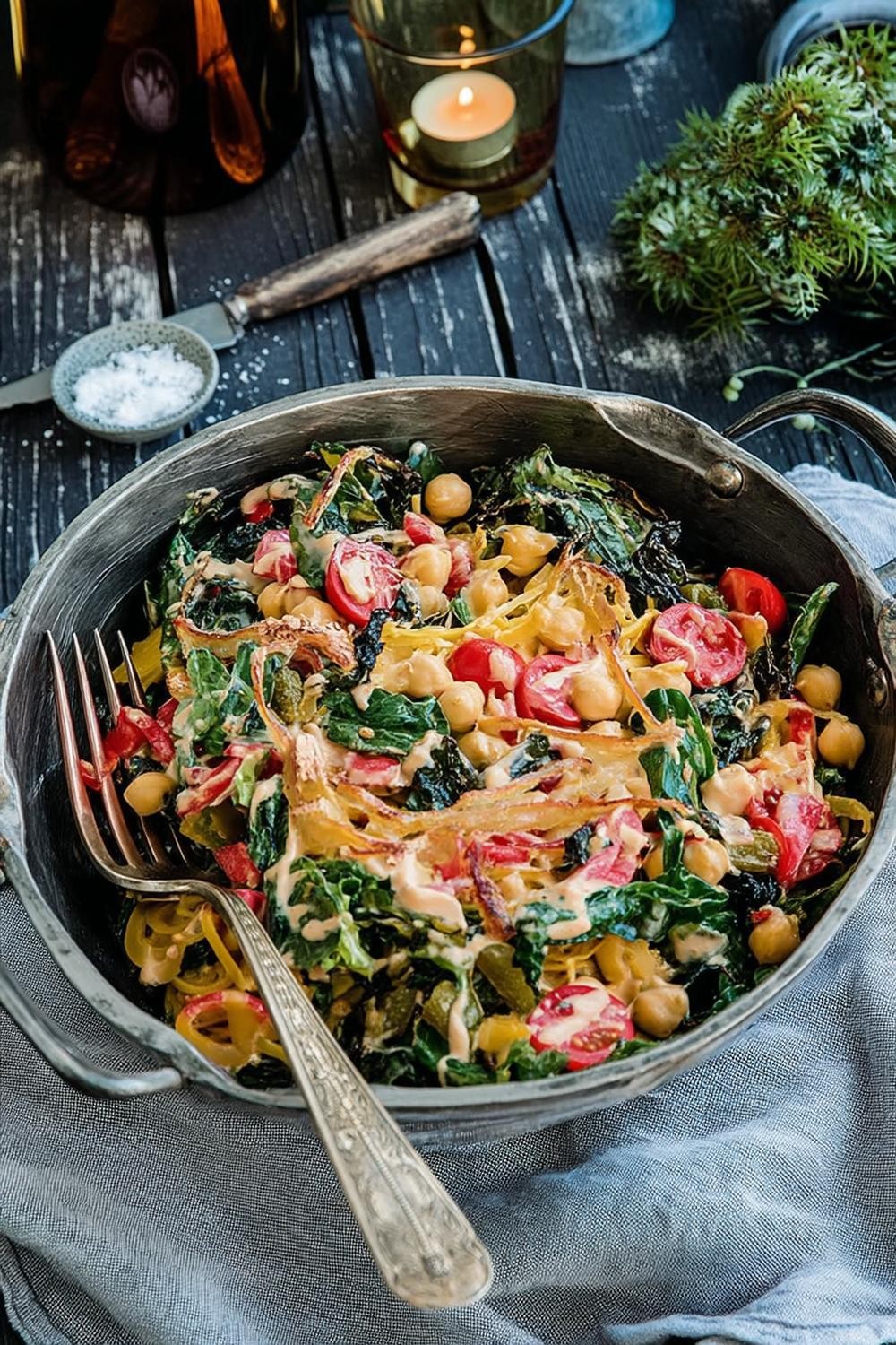 Festlig pasta med kikärtor