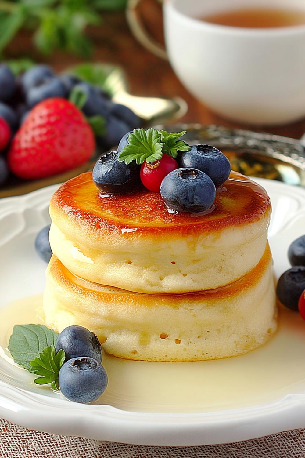 Tjocka japanska soufflépannkakor