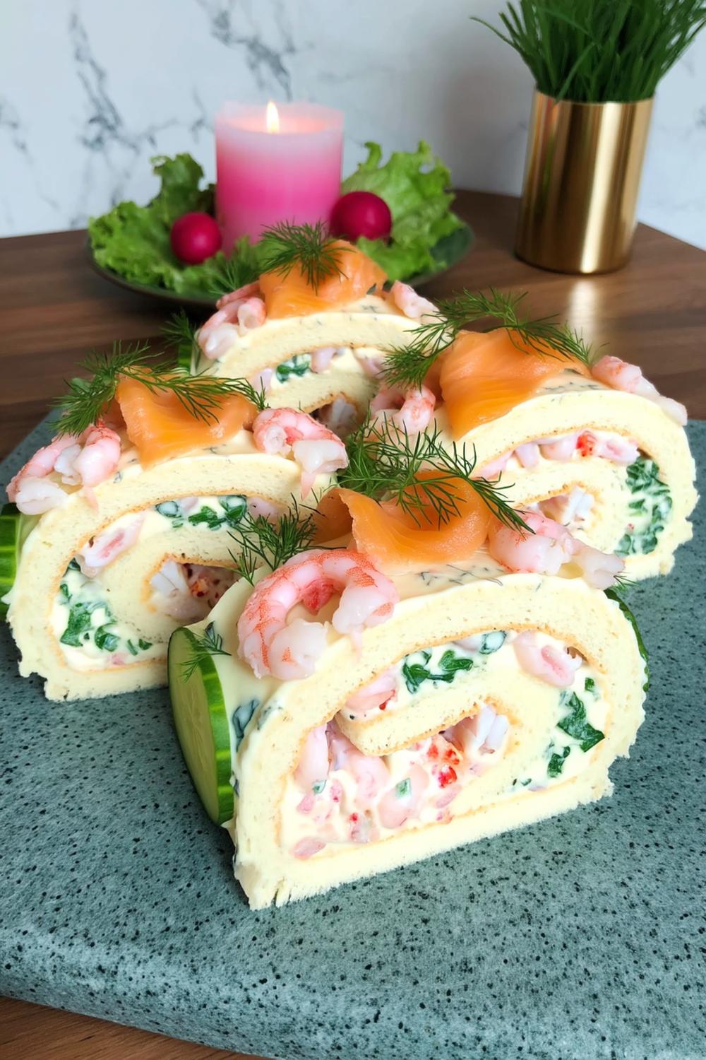 Räkrulltårta med dill