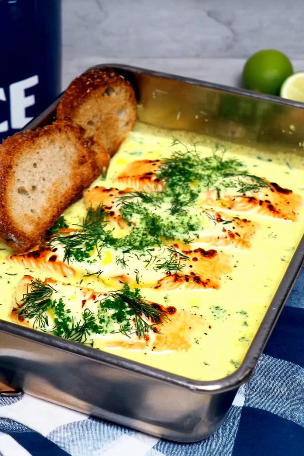 Gratinerad lax med dill