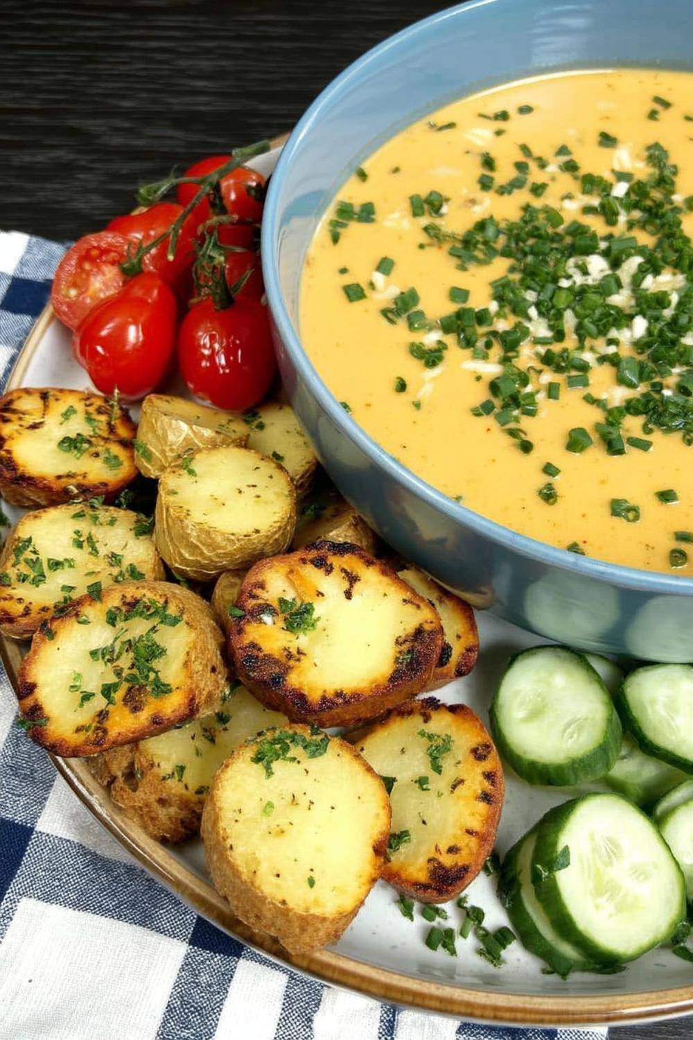 Krämig soppa med rostade potatisar