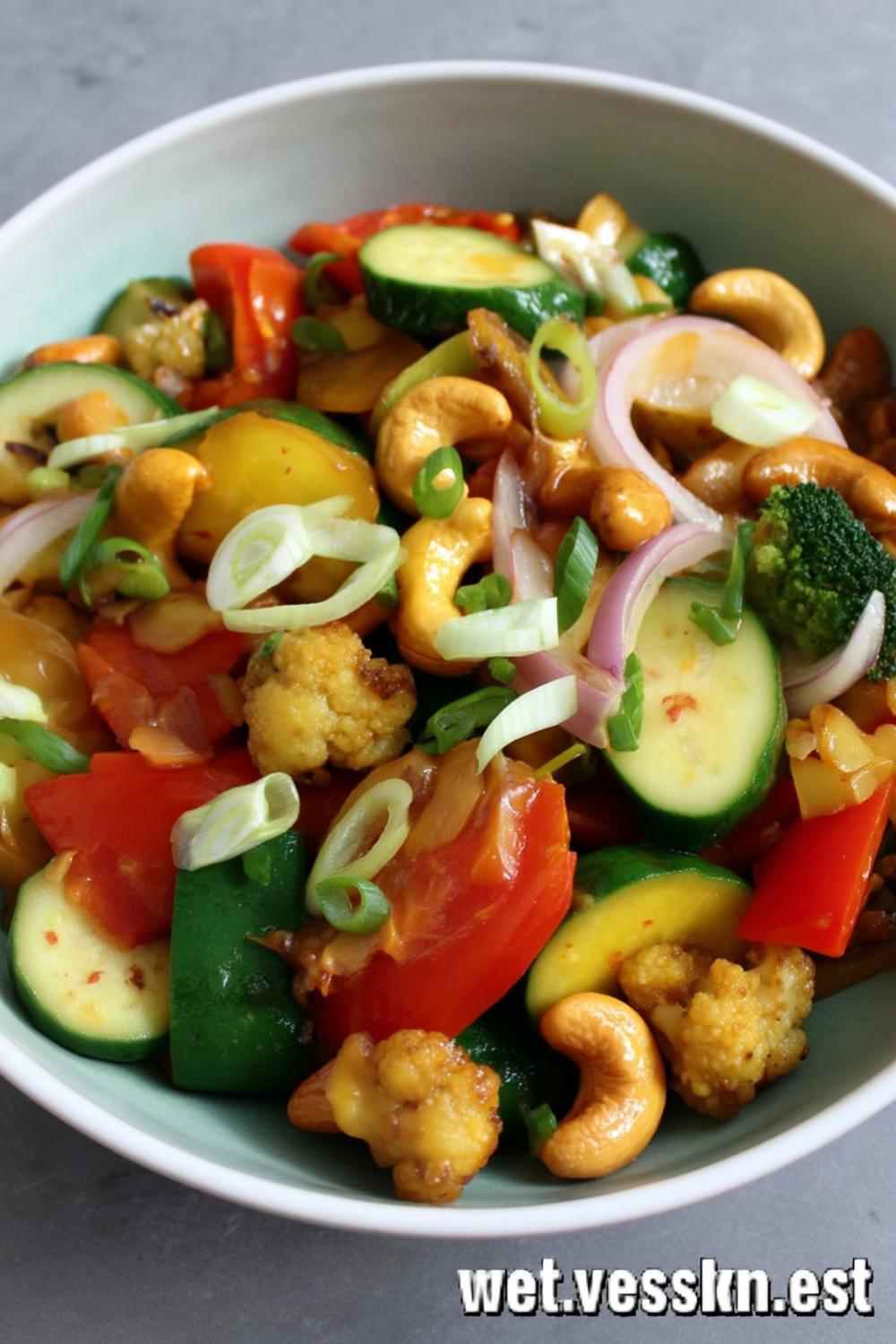 Asiatisk wok med cashewnötter