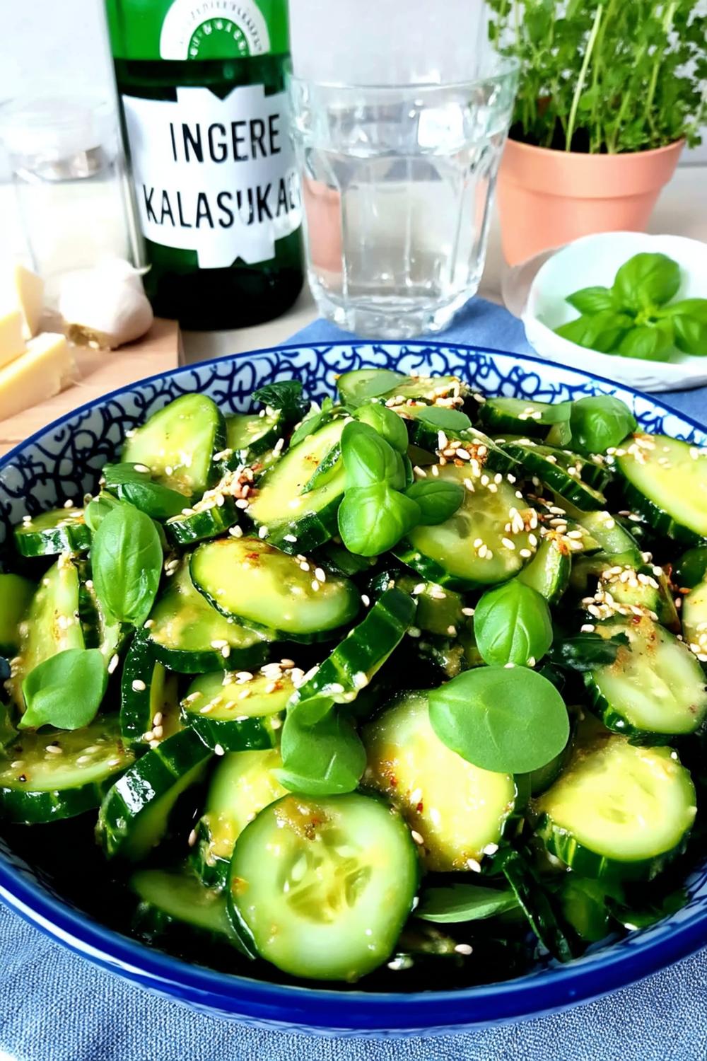 Krispig gurksallad med sesam